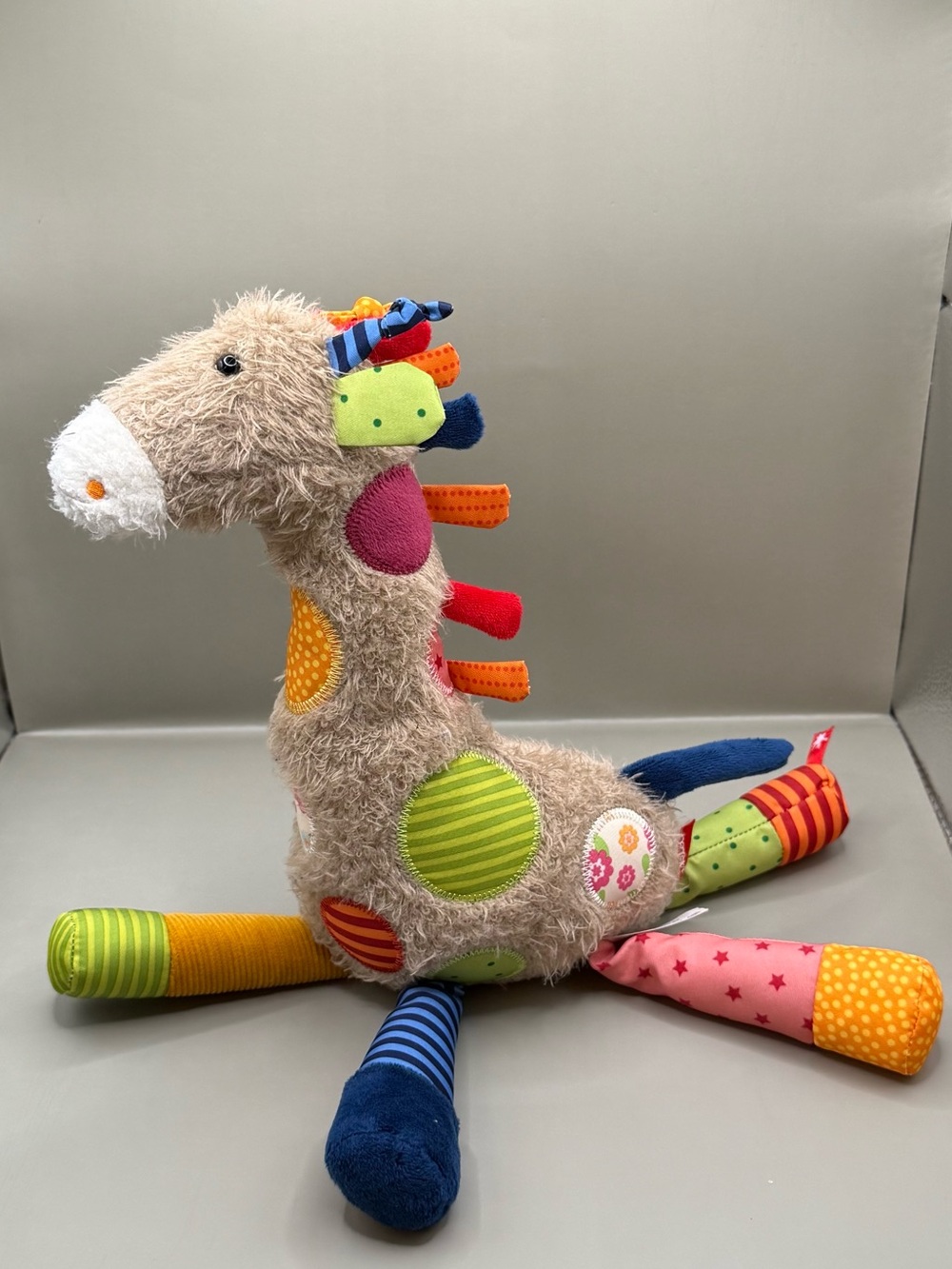 Sigikid Patchwork Giraffe Plush Baby Lovey Stuffed Animal